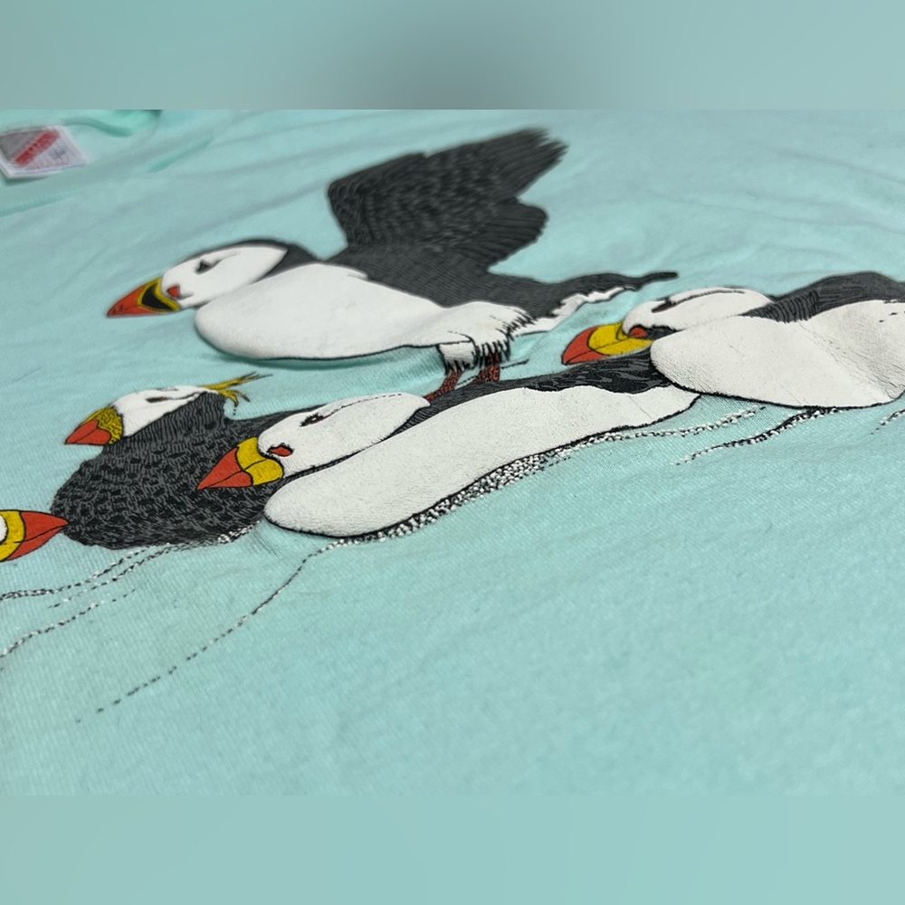 Vintage Sea World Puffins Nature Shirt Mens Large Graphic Made USA Jerzees Tee - Picture 4 of 8
